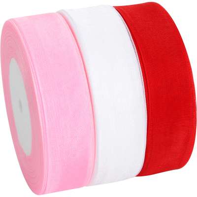 2.5 Cm 45 M Chiffon Yarn Ribbon Transparent Gift Floral Packaging Headband Accessories Handmade Material Ribbon