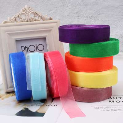 2.5 Cm 45 M Chiffon Yarn Ribbon Transparent Gift Floral Packaging Headband Accessories Handmade Material Ribbon